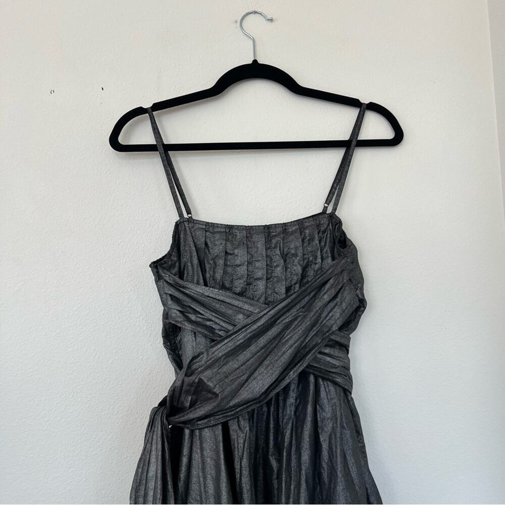 Piko1988 Silver Metallic Tie-Detail Mini Dress - Picture 3 of 7